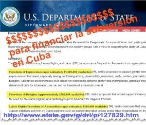 para finaciar subversión USA vs Cuba