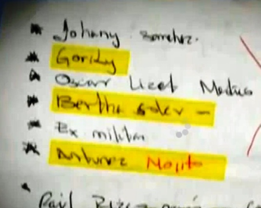 Parte de la lista que traían los mexicanos mostrada en el video