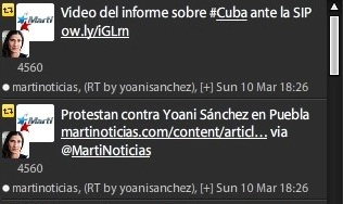 Como si hiciera falta probar su dependencia, Yoani Sánchez retuitea desde el congreso de la SIP a la emisora oficial del gobierno de EE.UU. contra Cuba, Radio Martí.