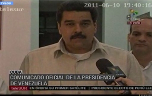 Canciller venezolano Nicolás Maduro lee comunicado oficial de la presidencia de Venezuela