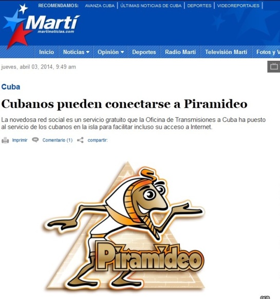 El sio web de Radio y TV Martí anuncia Piramideo un año después de desactivarse ZunZuneo
